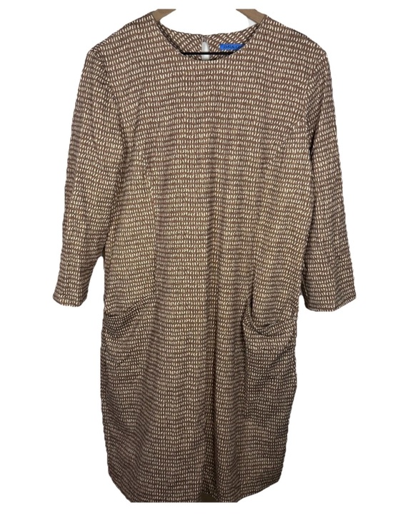 J Mclaughlin Dresses & Skirts - J. McLaughlin Catalina Cloth Midi Dress Printed Pockets Boho Tan Size L